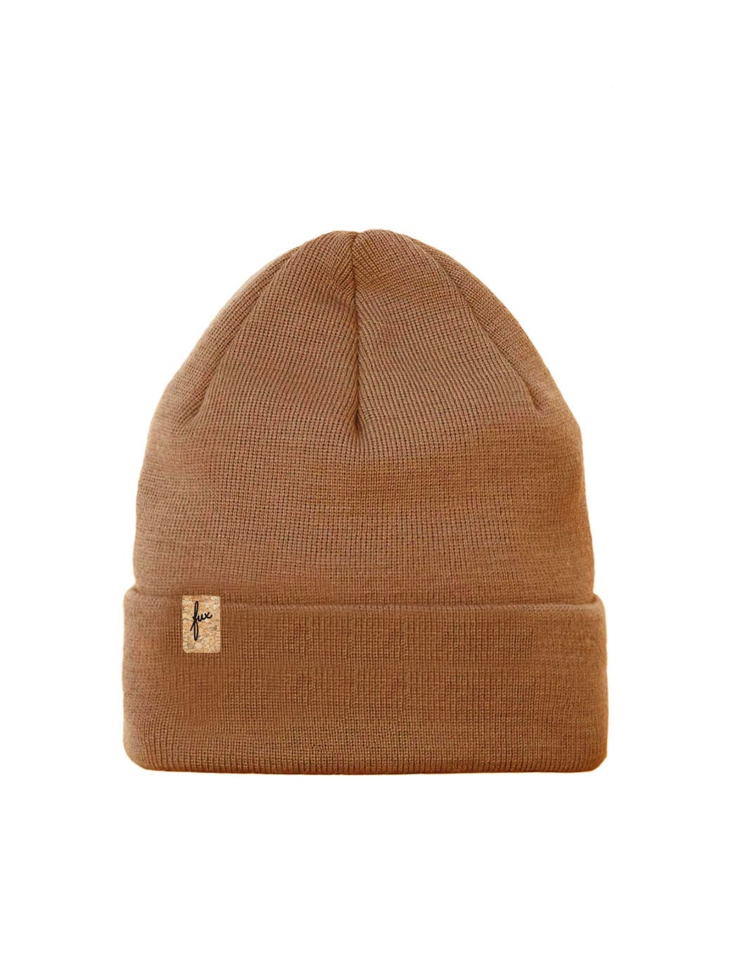 FUXBAU Merino Kork Beanie in herbstbraun, Made in germany, 100% Merinowolle, Sozial, Fair & Nachhaltig