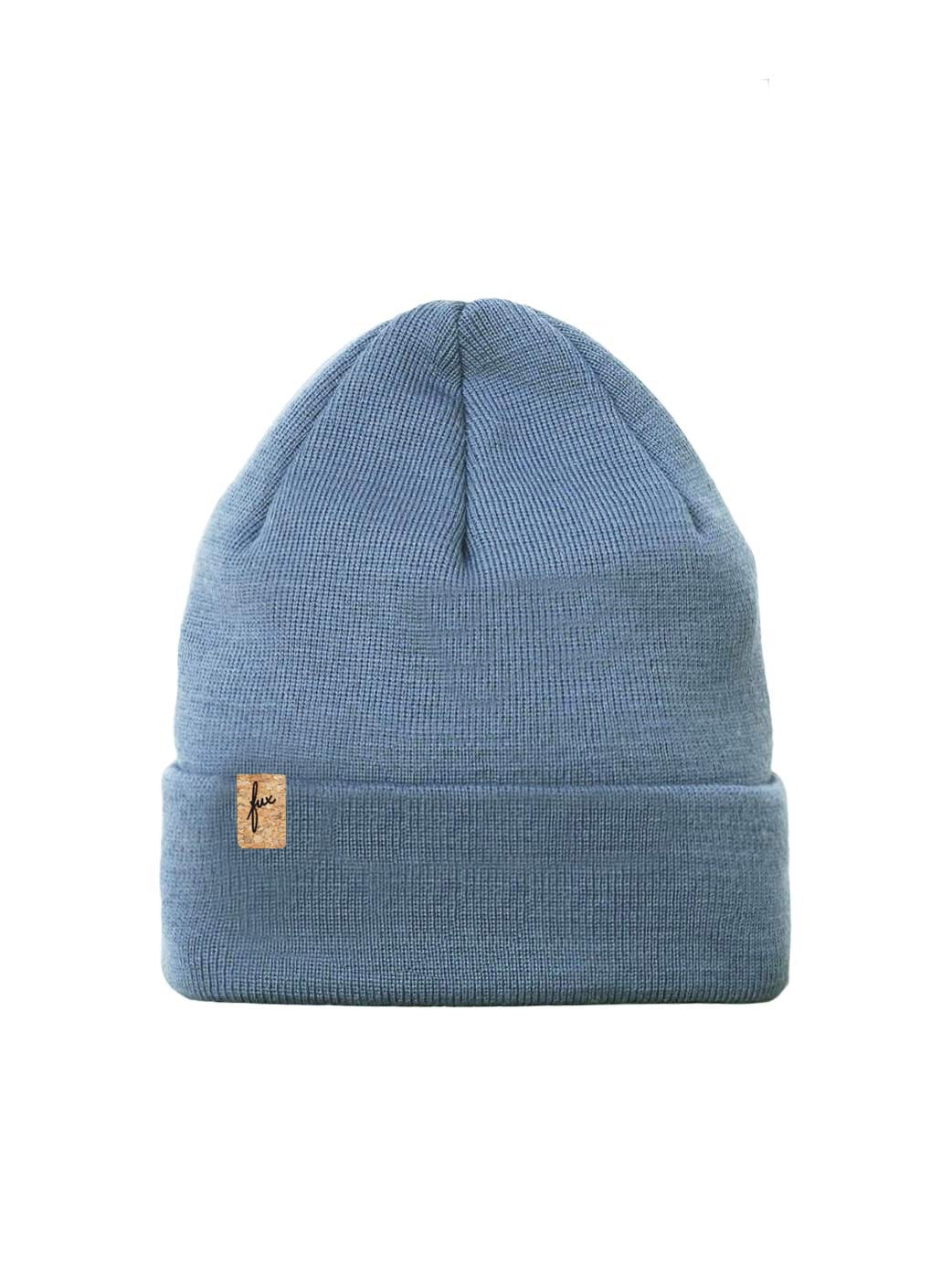 Merino Kork Beanie - jeansblau