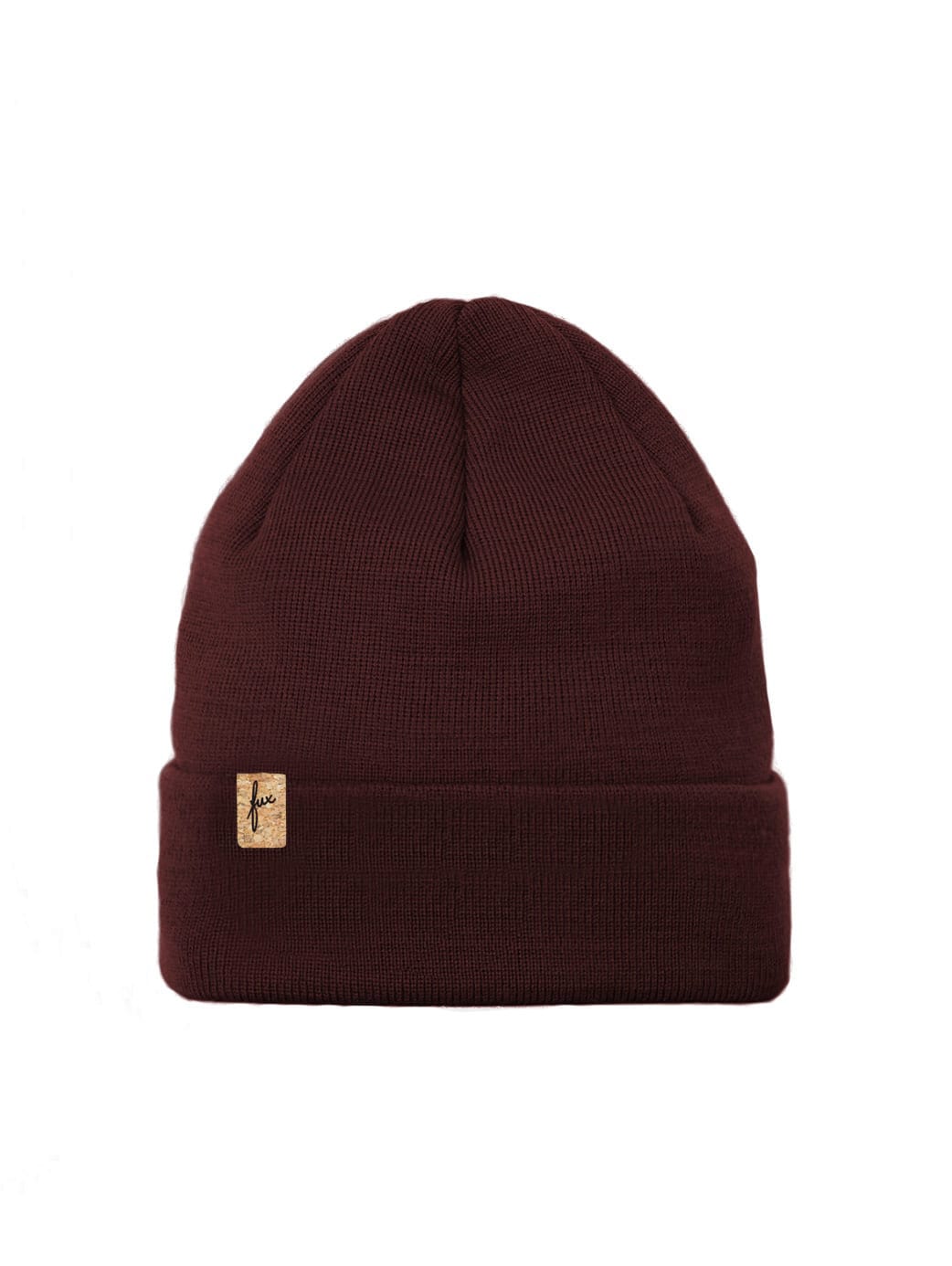 FUXBAU Merino Kork Beanie in bordeaux, Made in germany, 100% Merinowolle, Sozial, Fair & Nachhaltig