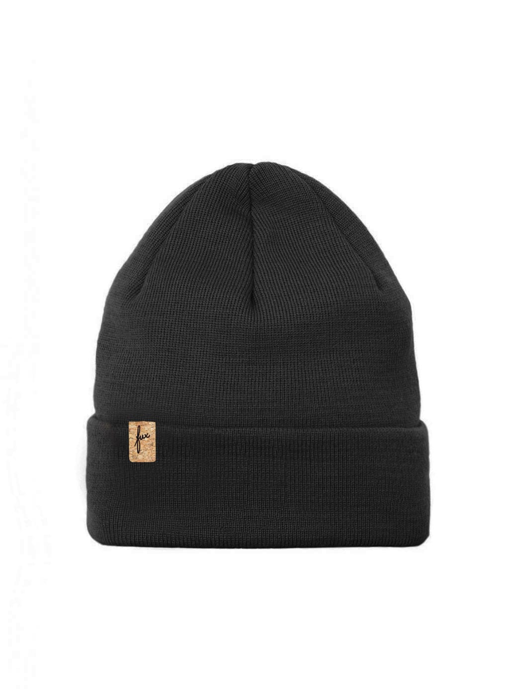 Merino Kork Beanie - schwarz