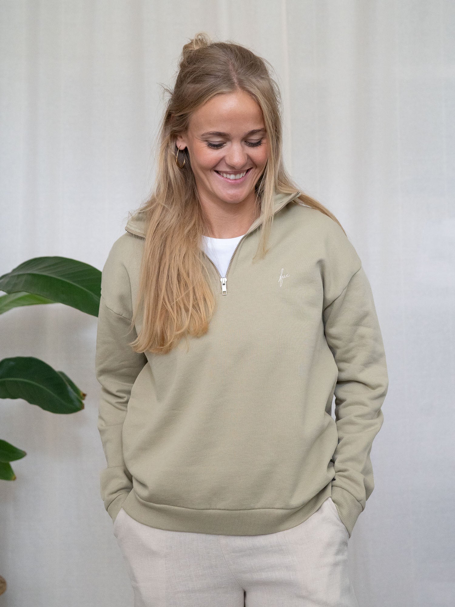 Frauen fux Half Zip Sweater - salbei