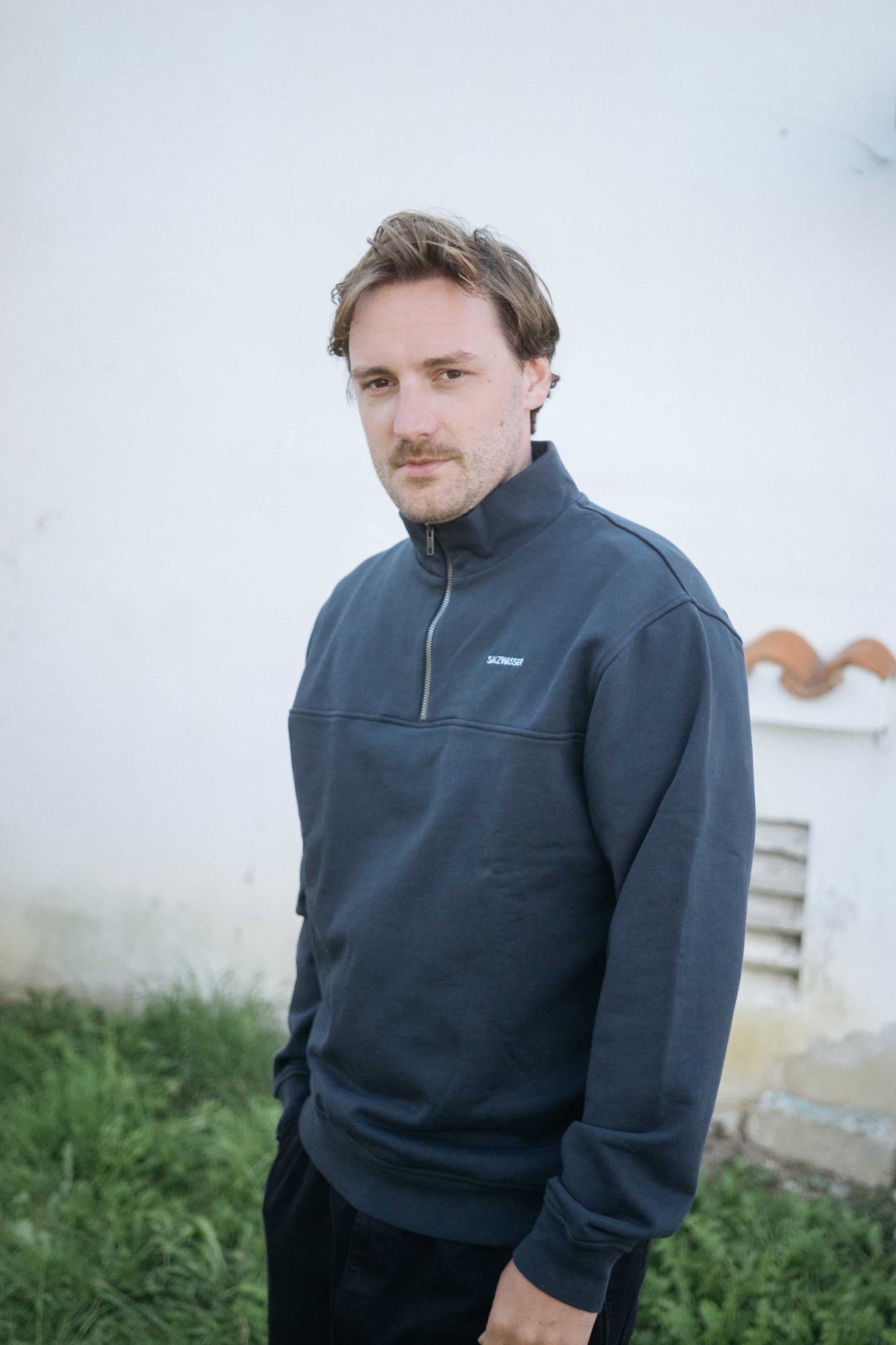 Half-Zip Sweater Knut Graublau